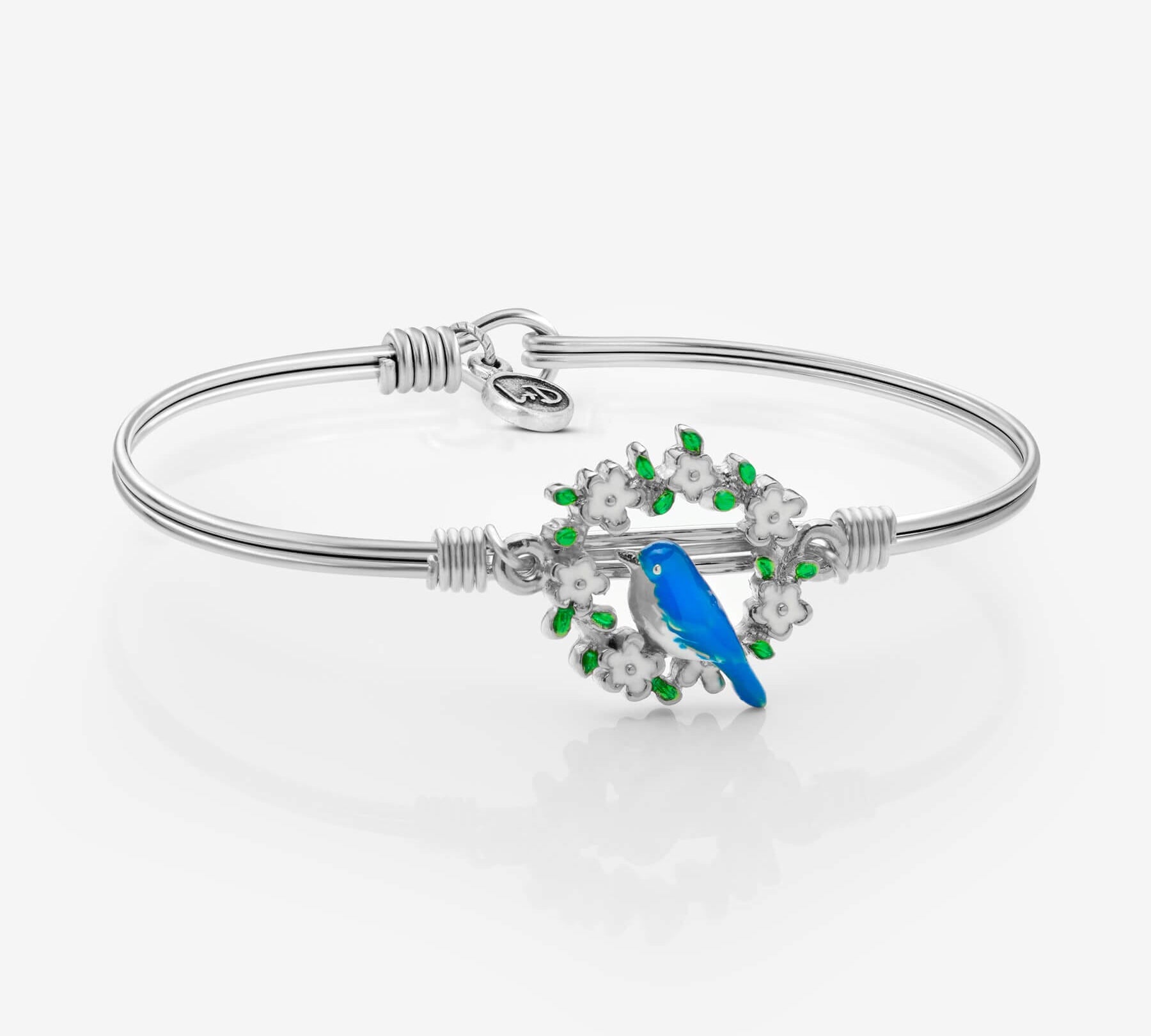 Winter Bluebird of Remembrance Bangle Bracelet