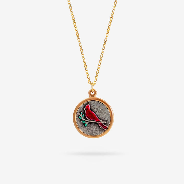 Gold cardinal necklace store