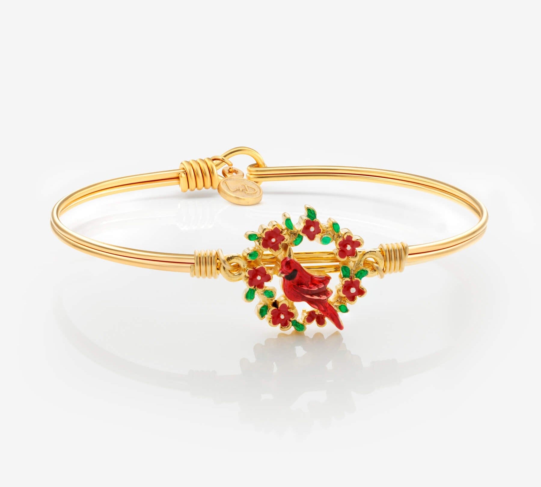 Holiday Remembrace Cardinal Wreath Bangle Bracelet