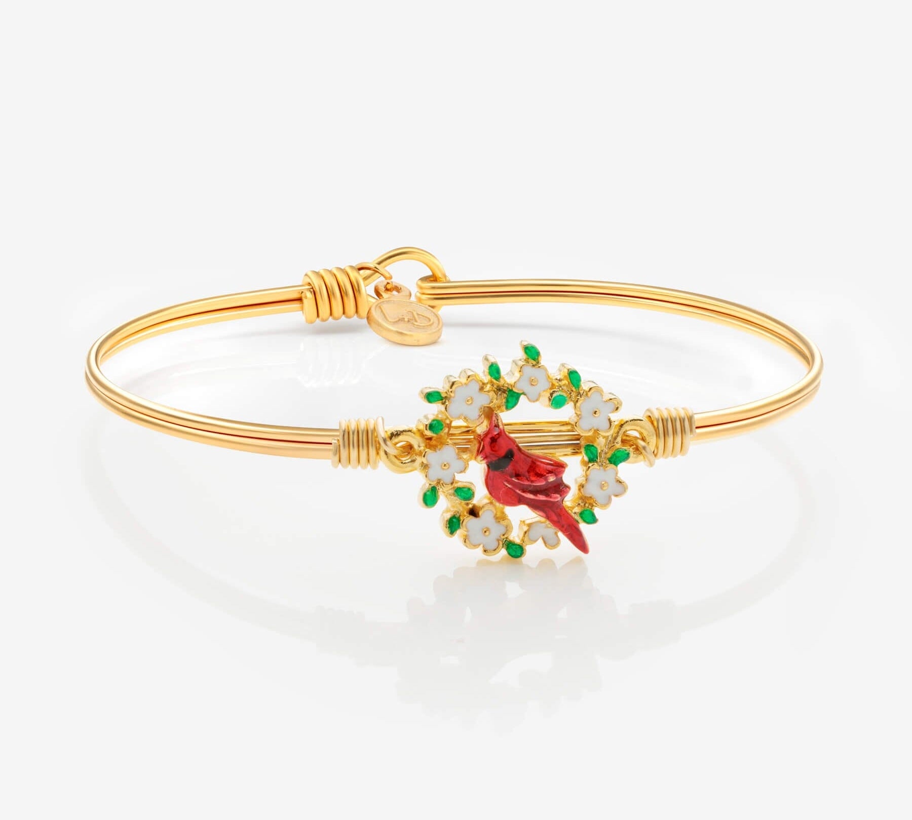 Winter Remembrace Cardinal Wreath Bangle Bracelet