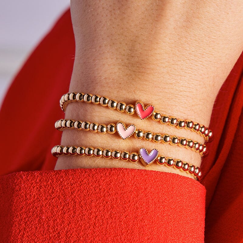 Orna Lalo Jewelry - Etsy Lalo Bracelet Heart Dangle Beaded Acrylic Charms Red Orange 7-9\