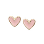 Heart Stud Earrings in Pink choose finish:gold plated