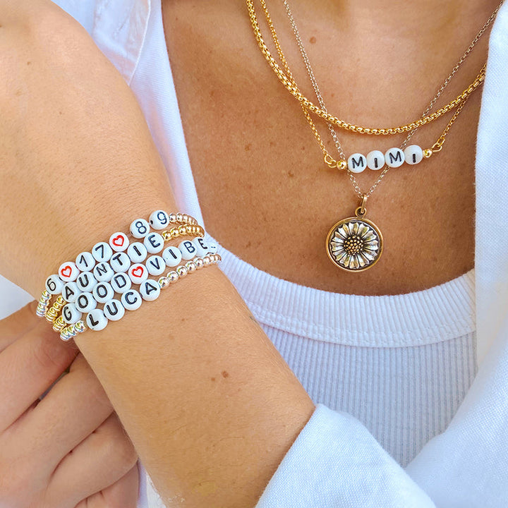 Personalized Letter Bead Stretch Bracelet Luca Danni
