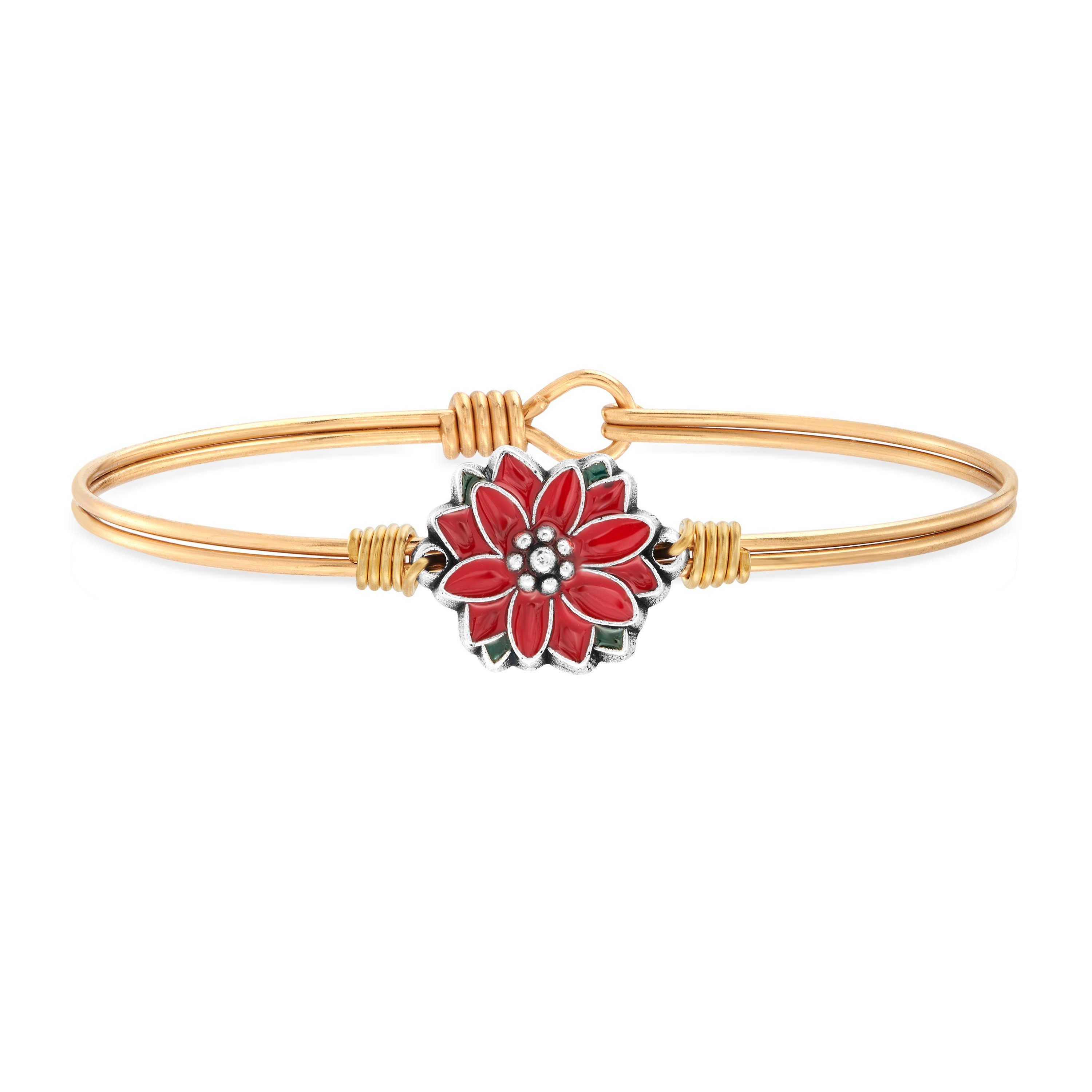 Poinsettia Bangle Bracelet choose finish:brass tone