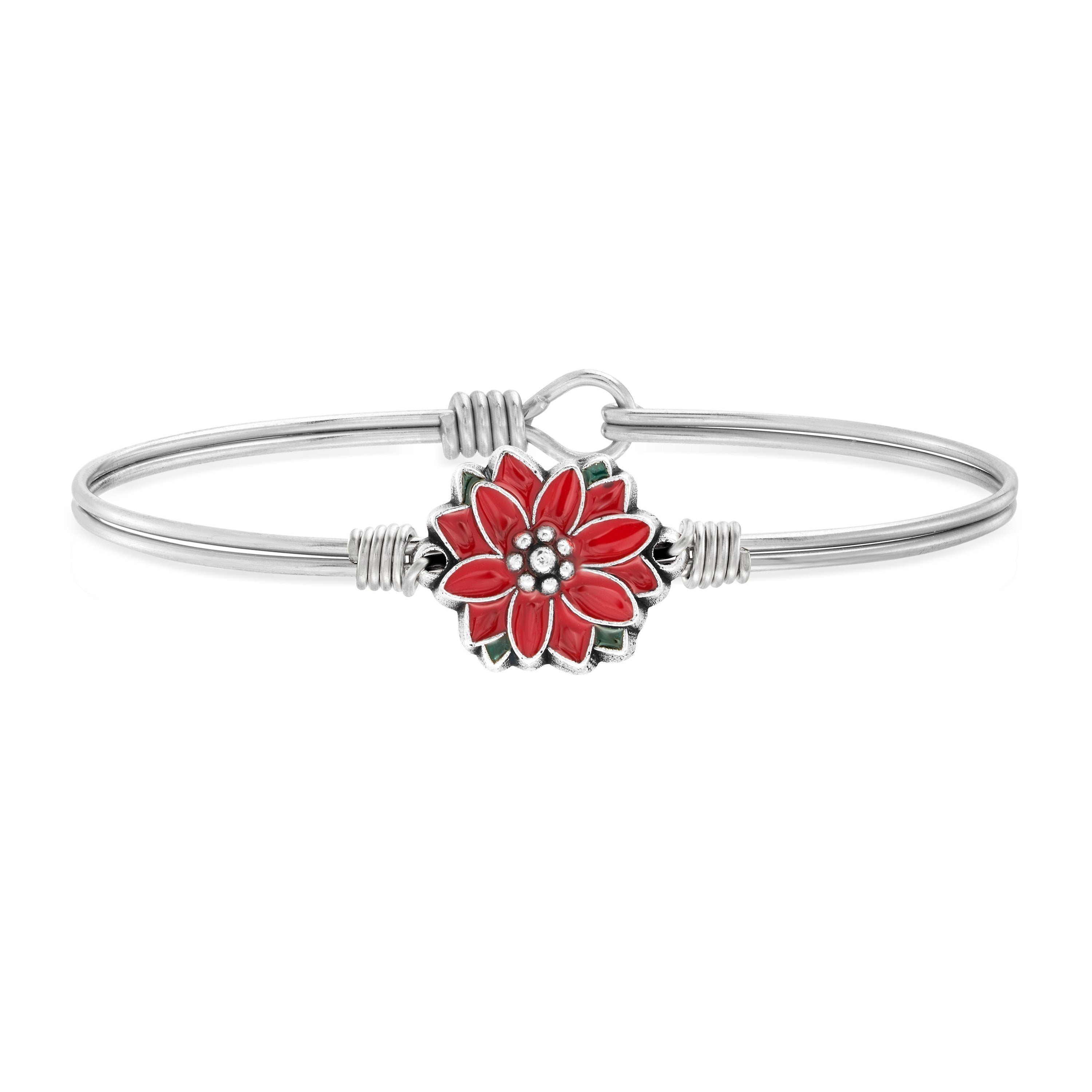 Poinsettia Bangle Bracelet choose finish:silver tone