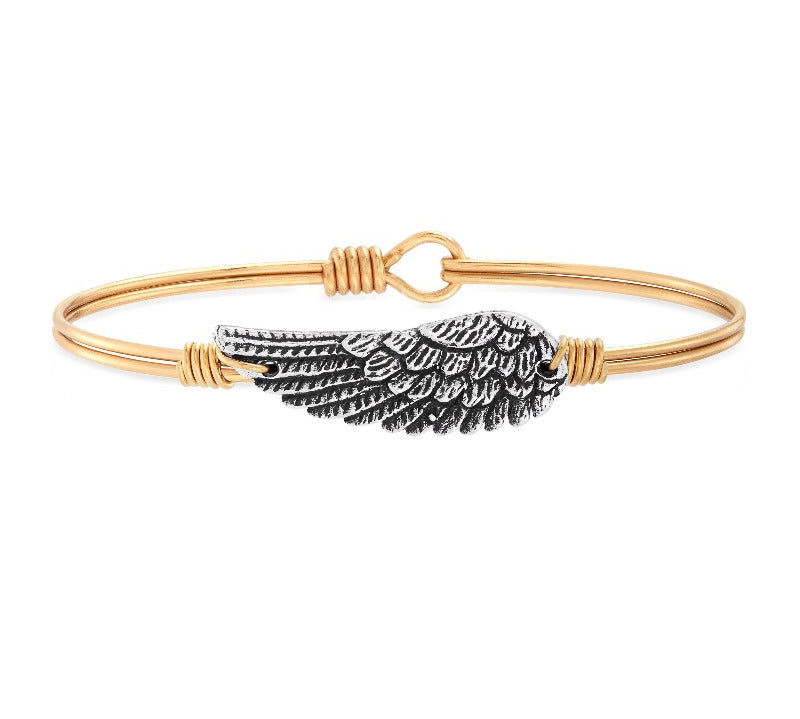 Angel Wing Bangle Bracelet choose finish:brass tone
