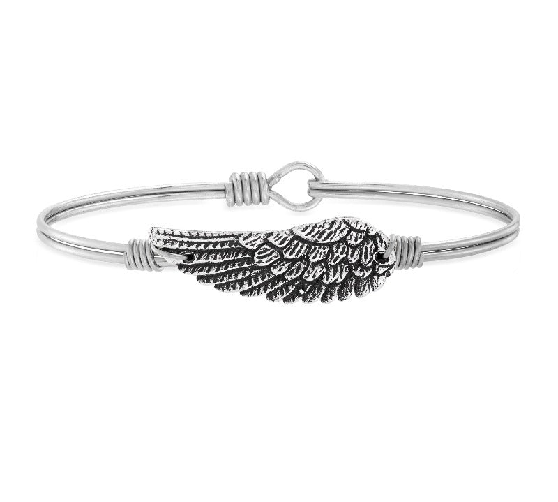 Angel Wing Bangle Bracelet choose finish:silver tone
