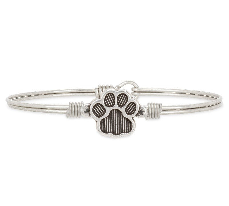 Pawprint Bangle Bracelet choose finish:Silver Tone