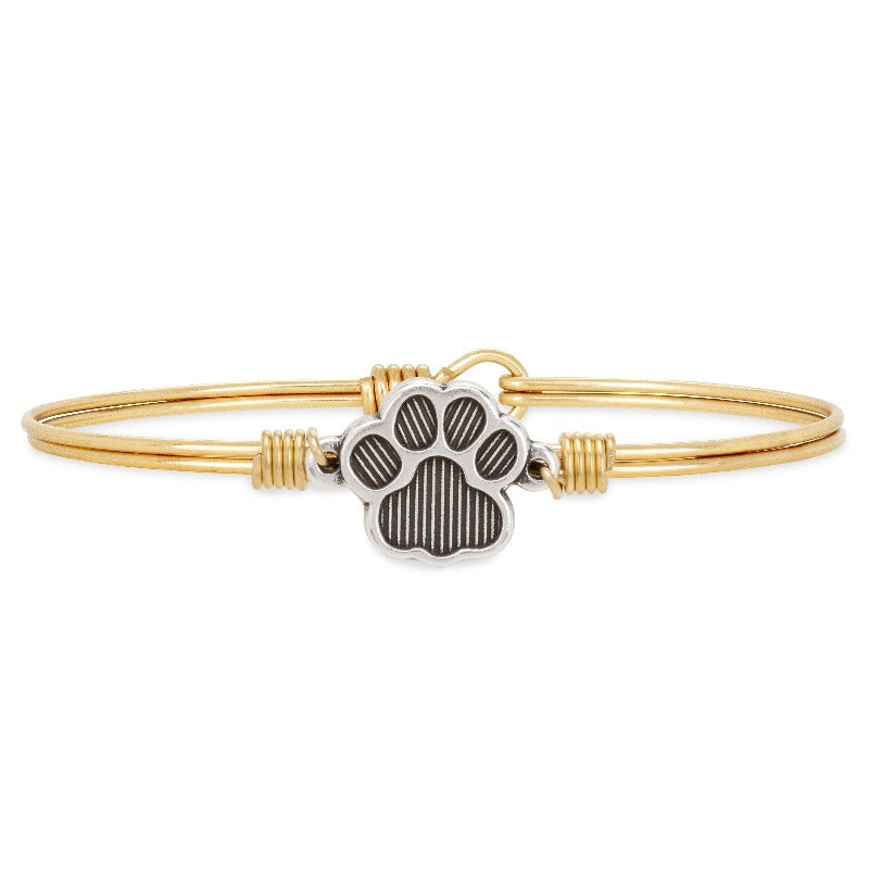 Luca Danni Paw Print Bangle Bracelet Regular Brass