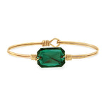 Dylan Bangle Bracelet in Emerald choose finish:Brass Tone