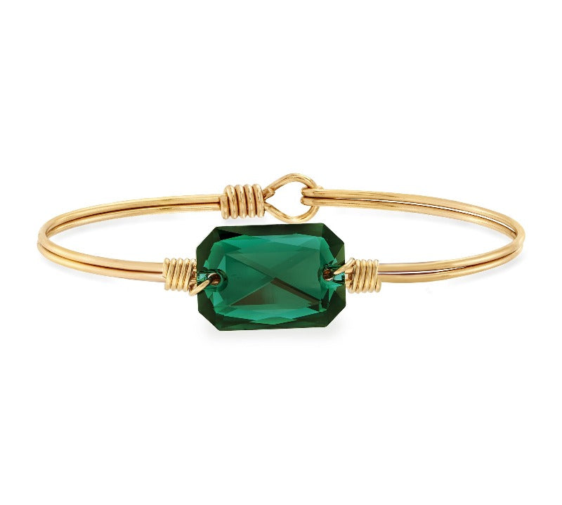 Dylan Bangle Bracelet in Emerald choose finish:Brass Tone