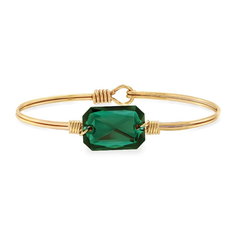 Dylan Bangle Bracelet in Emerald choose finish:Brass Tone