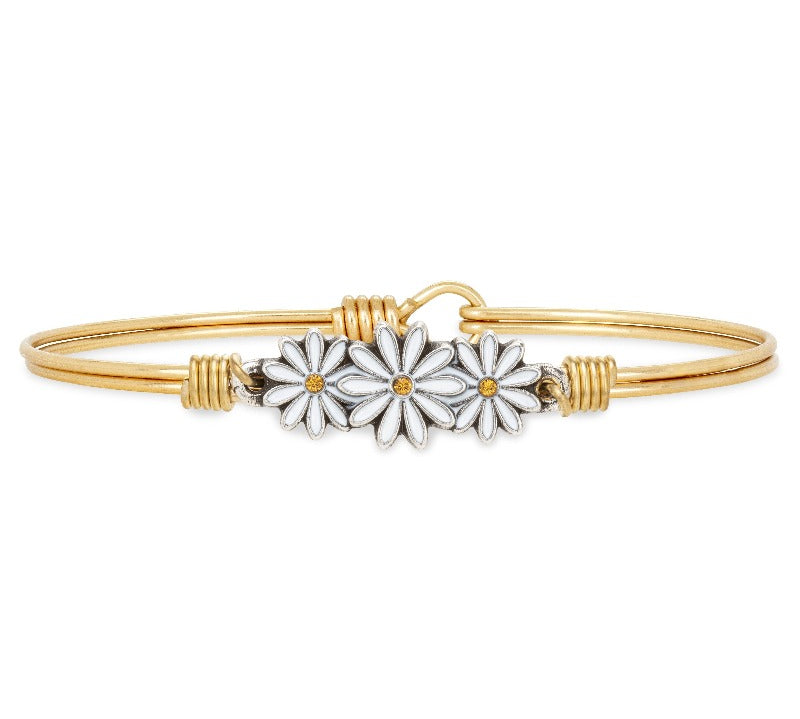 Daisies Bangle Bracelet choose finish:Brass Tone