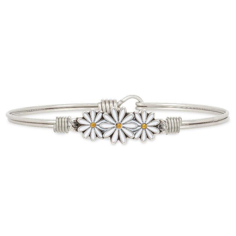 Daisies Bangle Bracelet choose finish:Silver Tone