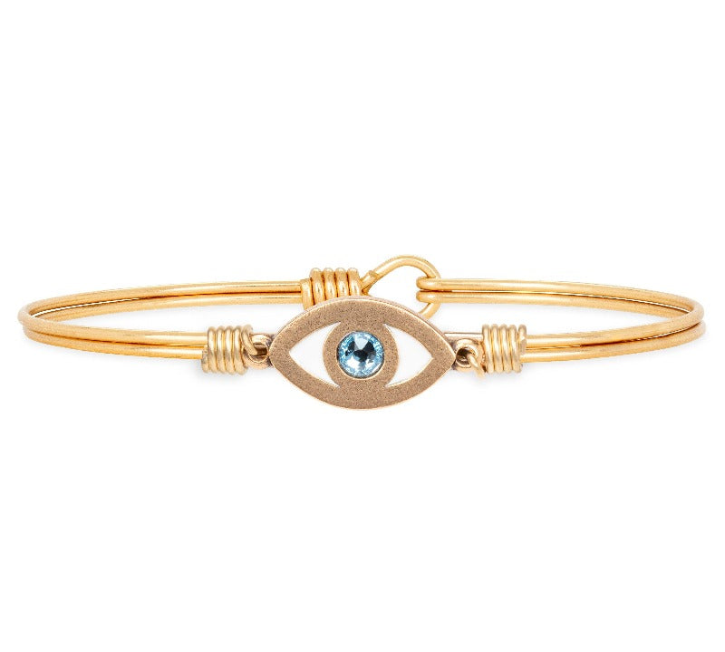 Evil Eye Bangle Bracelet choose finish:Brass Tone
