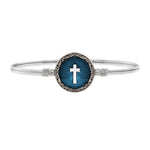 Vintage Cross Bangle Bracelet choose finish:Silver Tone