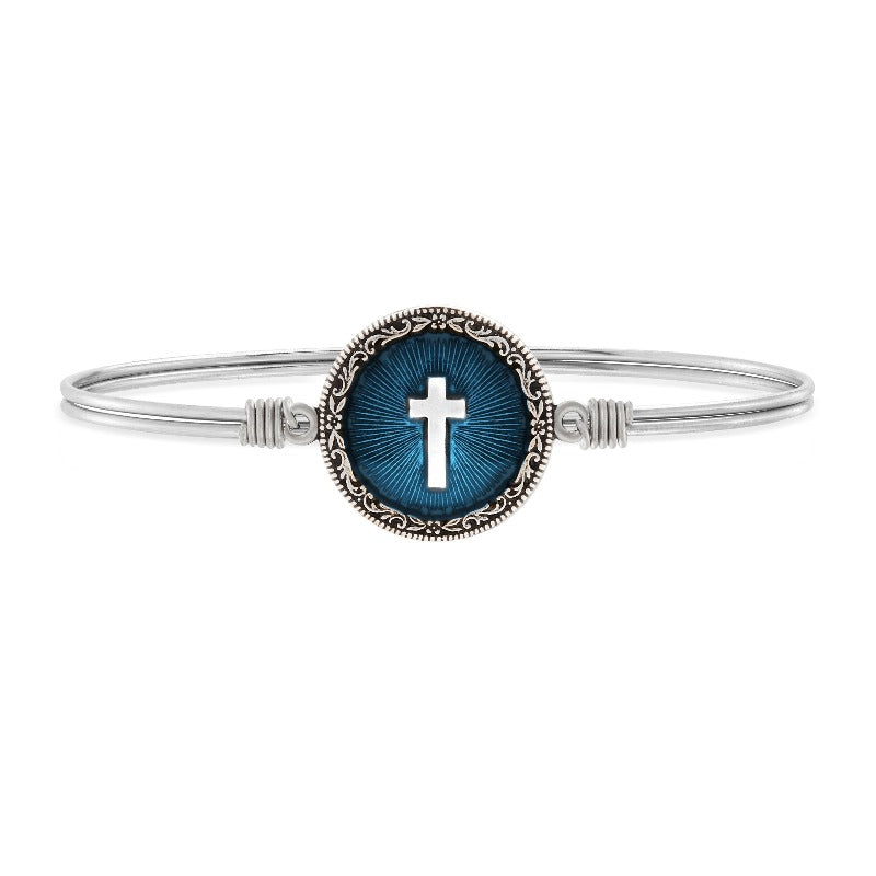 Vintage Cross Bangle Bracelet choose finish:Silver Tone