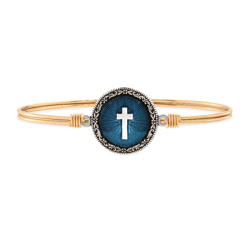 Vintage Cross Bangle Bracelet choose finish:Brass Tone