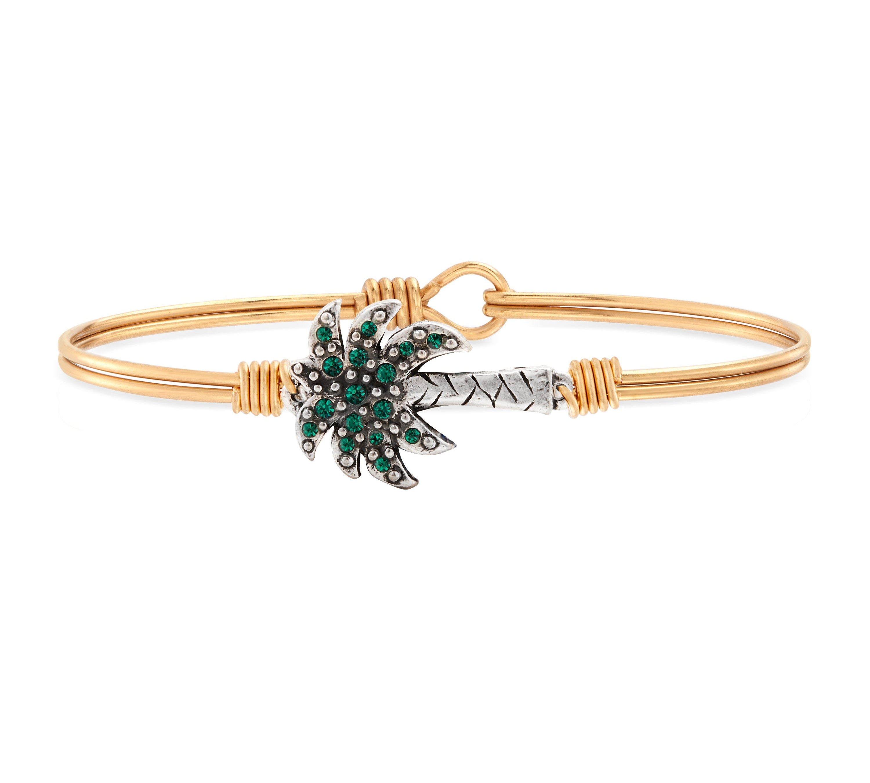 Palm Tree Bangle Bracelet choose finish:Brass Tone