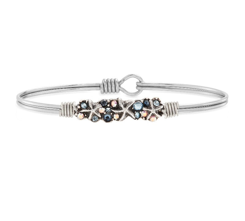 Starfish Medley Bangle Bracelet choose finish:Silver Tone