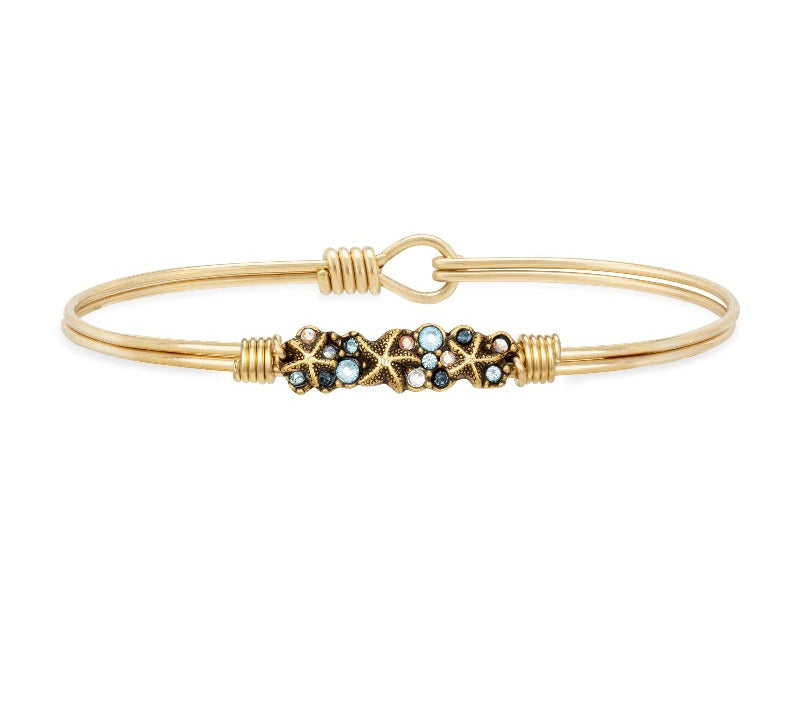 Starfish Medley Bangle Bracelet choose finish:Brass Tone