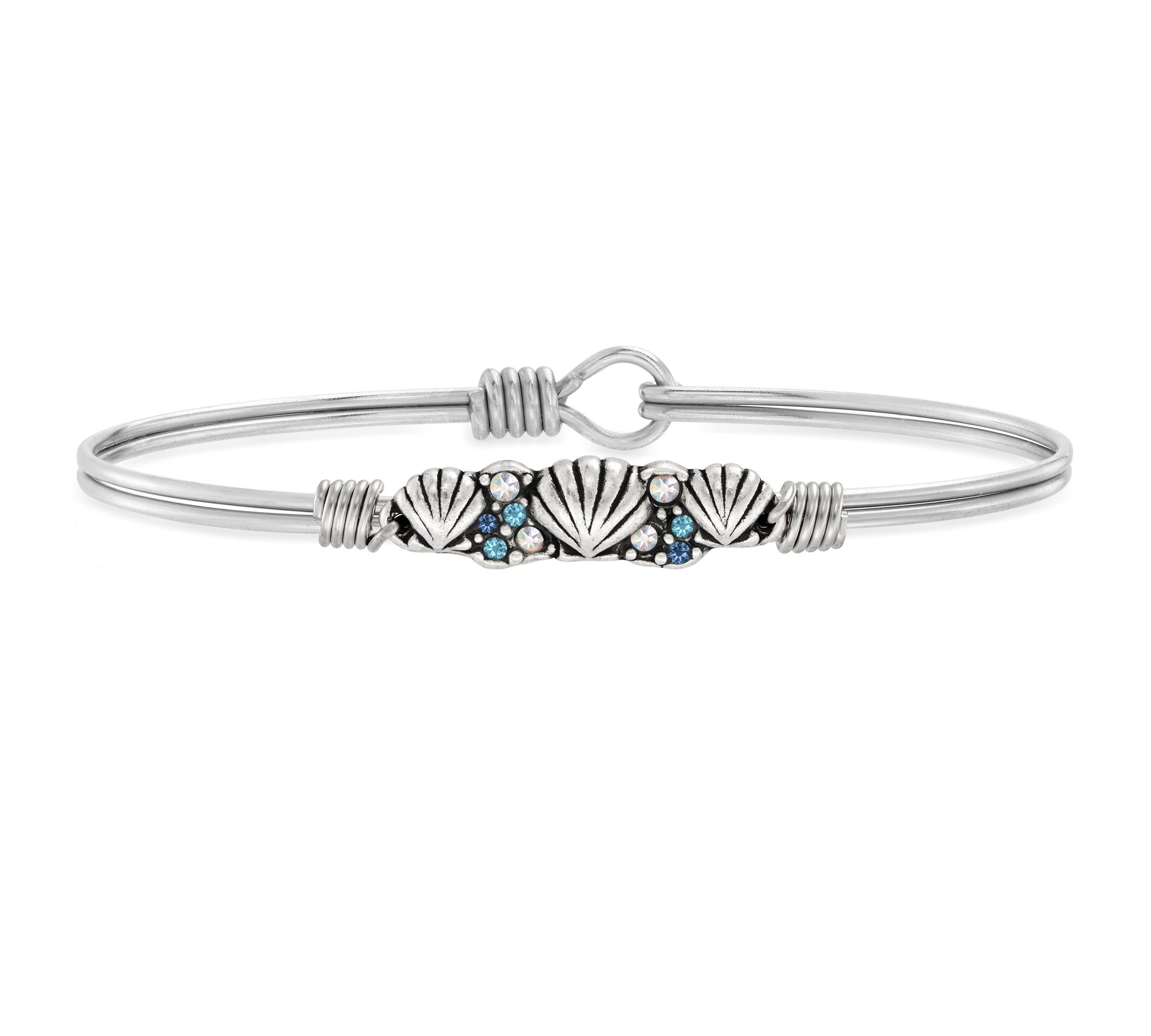 Shell Medley Bangle Bracelet choose finish:Silver Tone