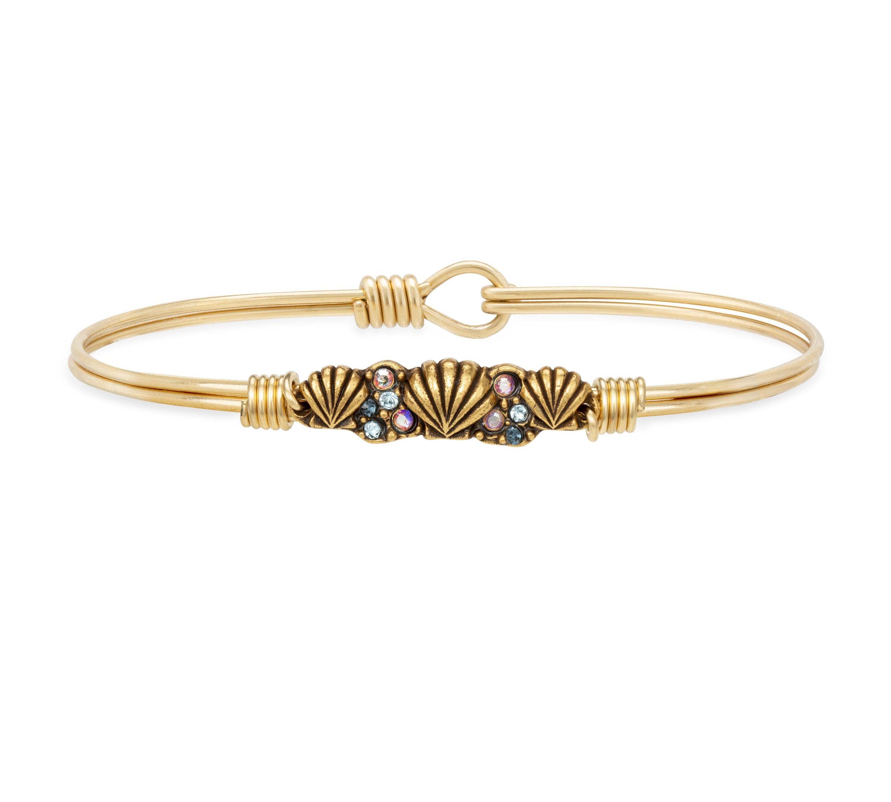 Shell Medley Bangle Bracelet choose finish:Brass Tone