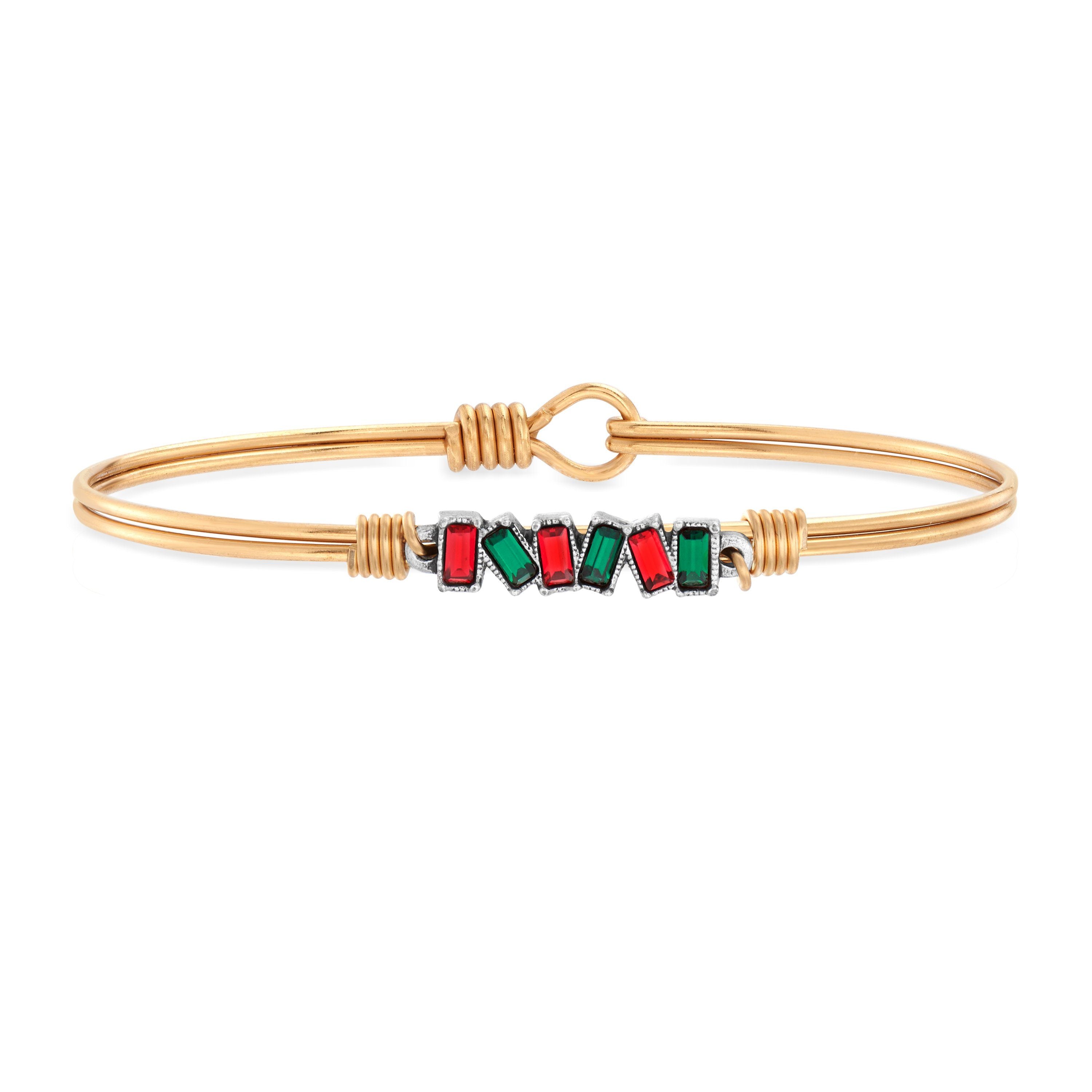 Mini Hudson Bangle Bracelet in Holiday Cheer choose finish:brass tone