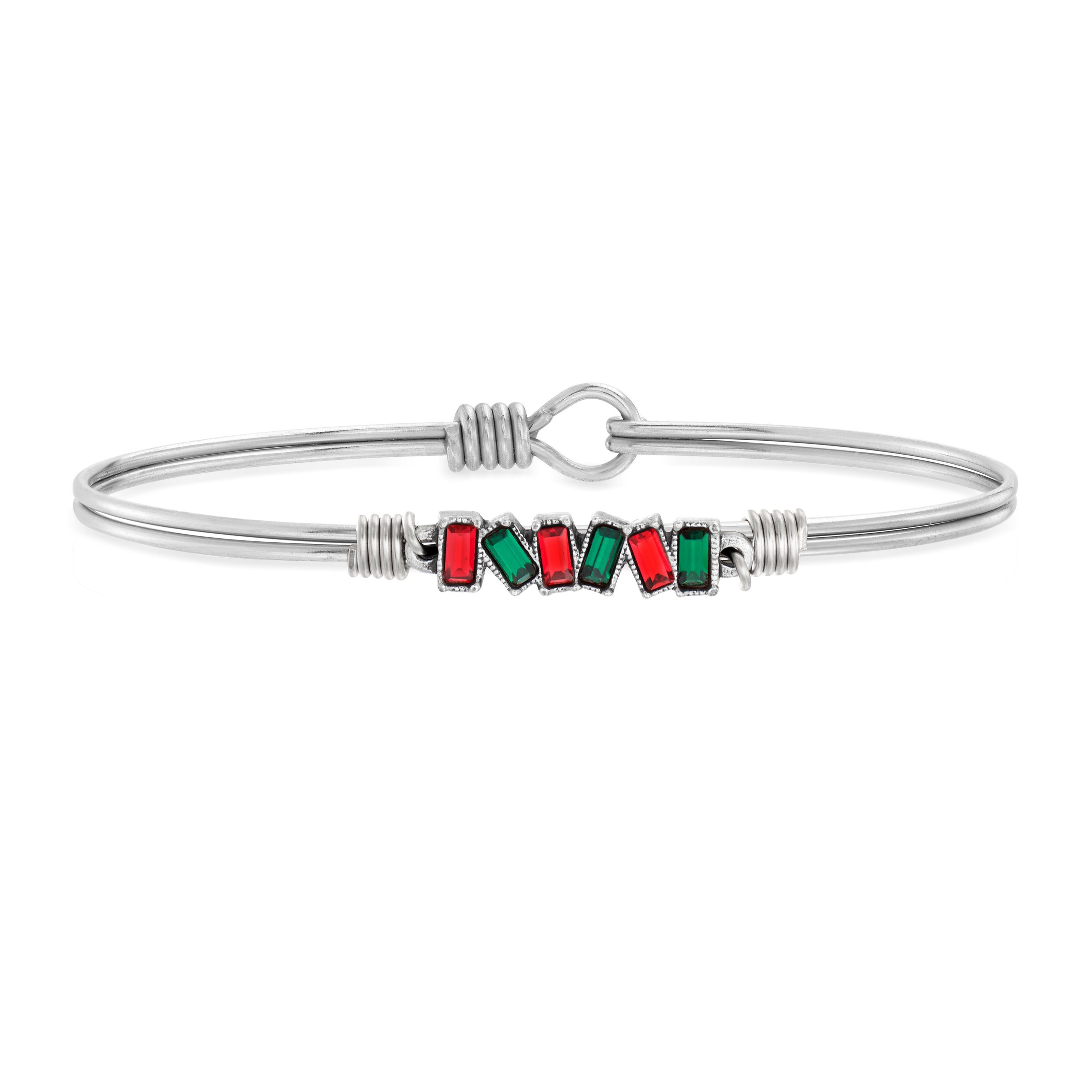 Mini Hudson Bangle Bracelet in Holiday Cheer choose finish:silver tone