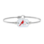Red Cardinal Crystal Dylan Bangle Bracelet choose finish:Silver Tone