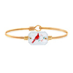 Red Cardinal Crystal Dylan Bangle Bracelet choose finish:Brass Tone