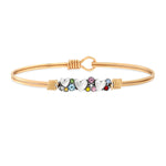Heart Medley Bangle Bracelet in Rainbow choose finish:brass tone
