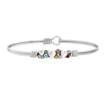 Heart Medley Bangle Bracelet in Rainbow choose finish:silver tone