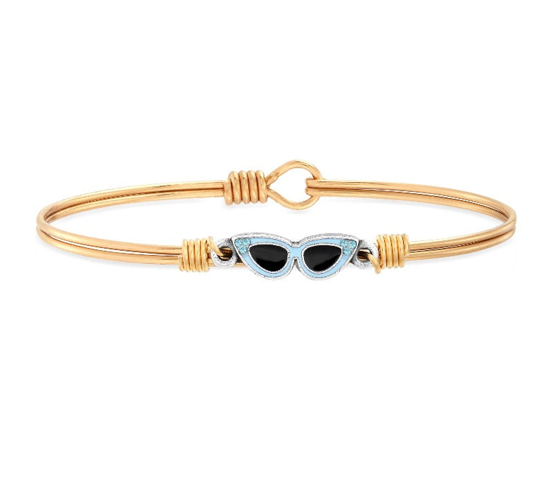 Sunglasses Bangle Bracelet in Blue choose finish:Brass Tone