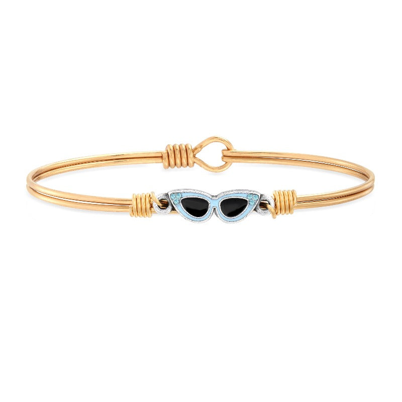 Sunglasses Bangle Bracelet in Blue choose finish:Brass Tone
