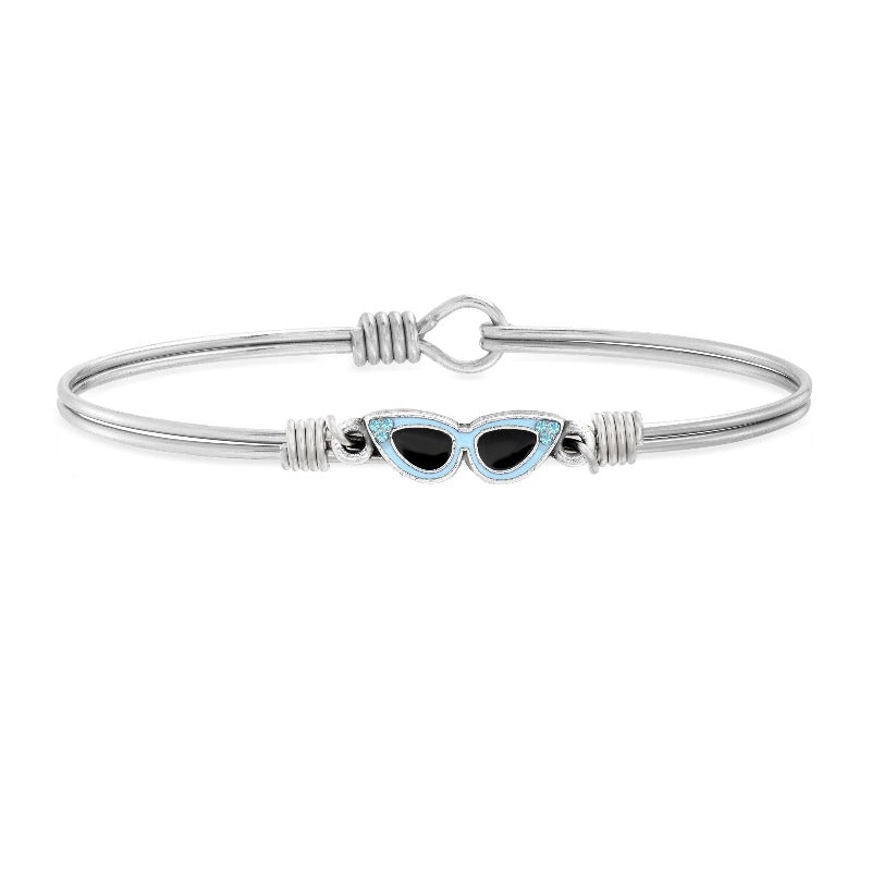 Sunglasses Bangle Bracelet in Blue choose finish:Silver Tone
