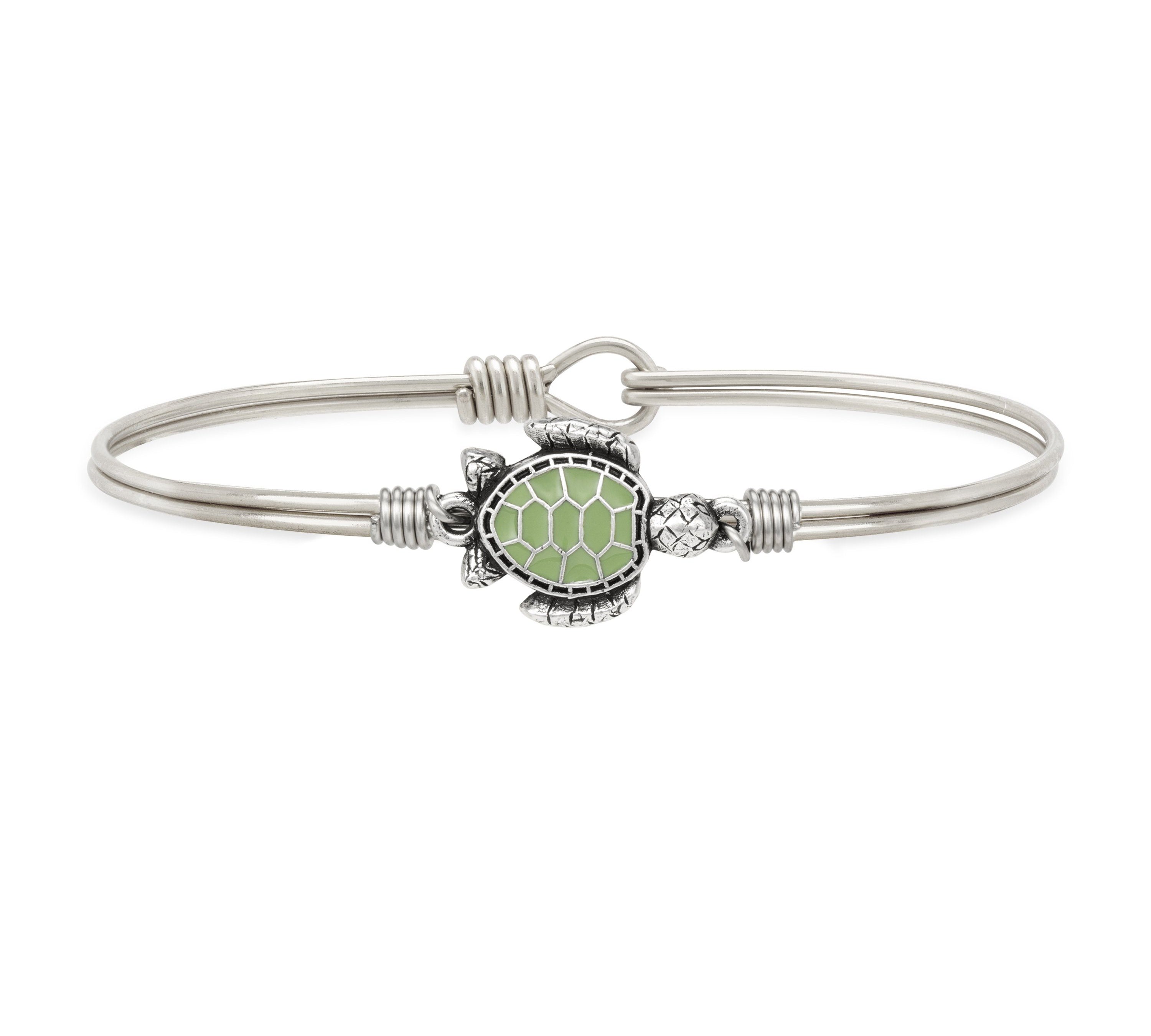 Sea Turtle Bangle Bracelet choose finish:Silver Tone
