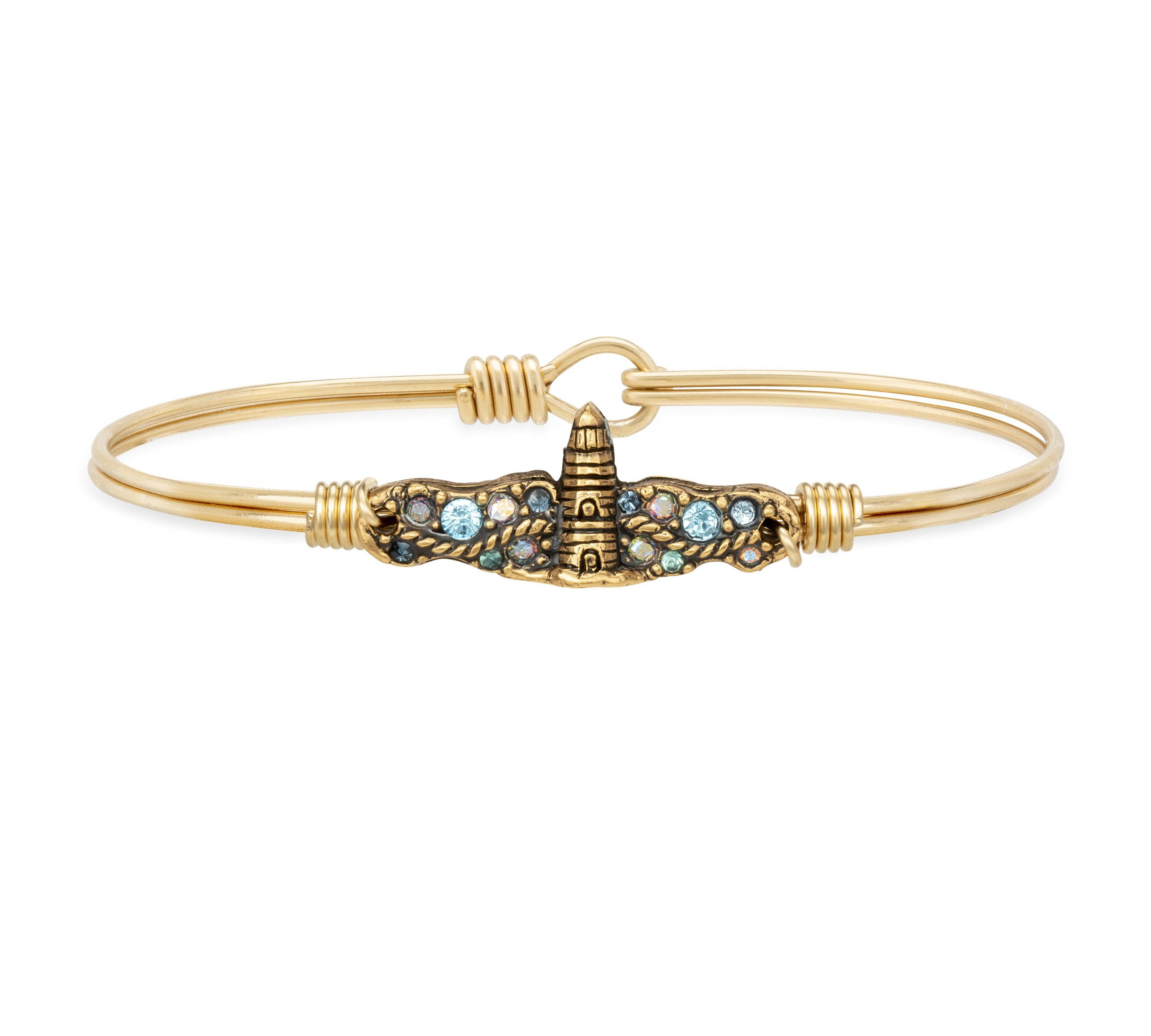 Lighthouse Medley Bangle Bracelet choose finish:Brass Tone