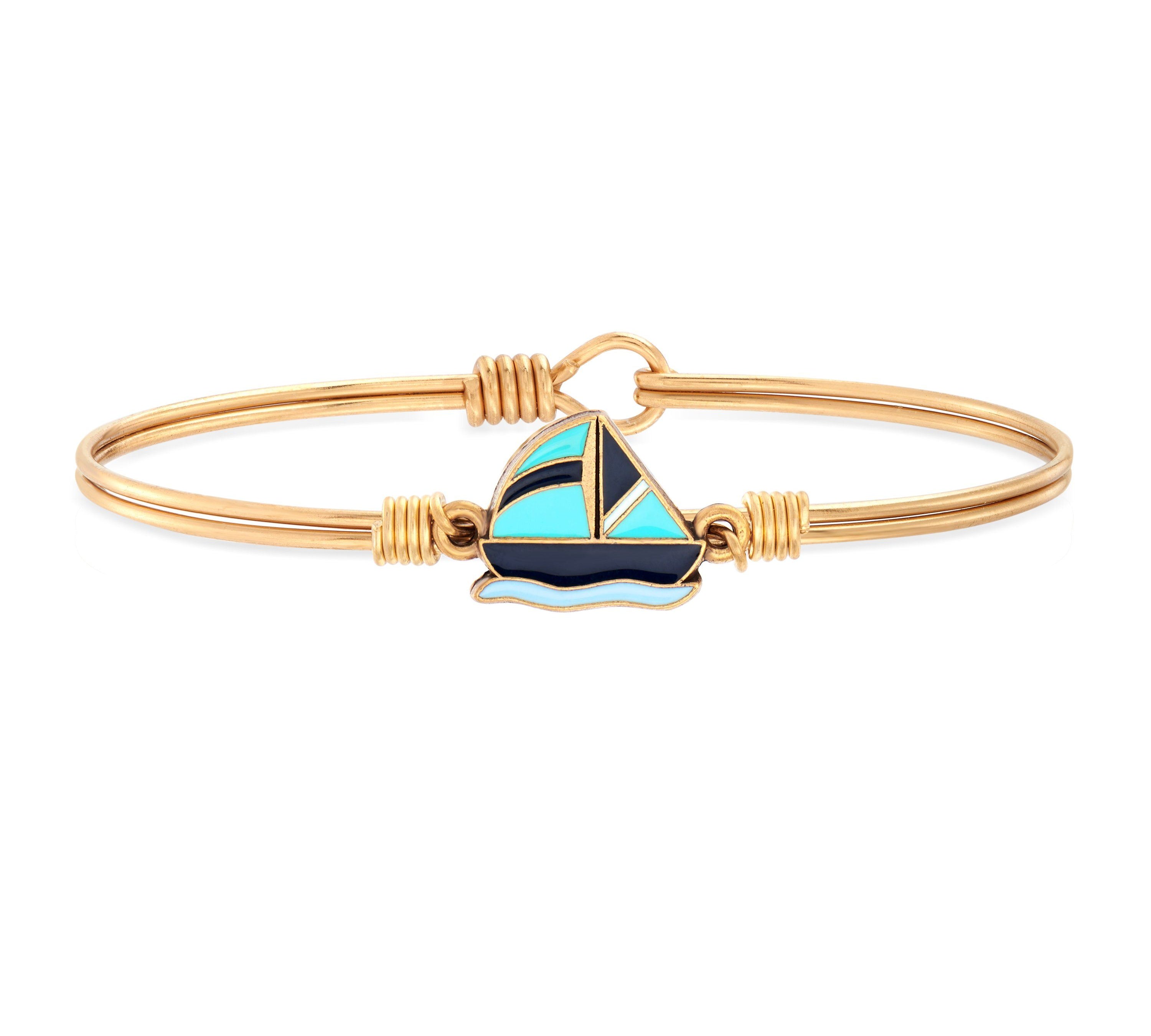 Sailboat Bangle Bracelet choose finish:Brass Tone