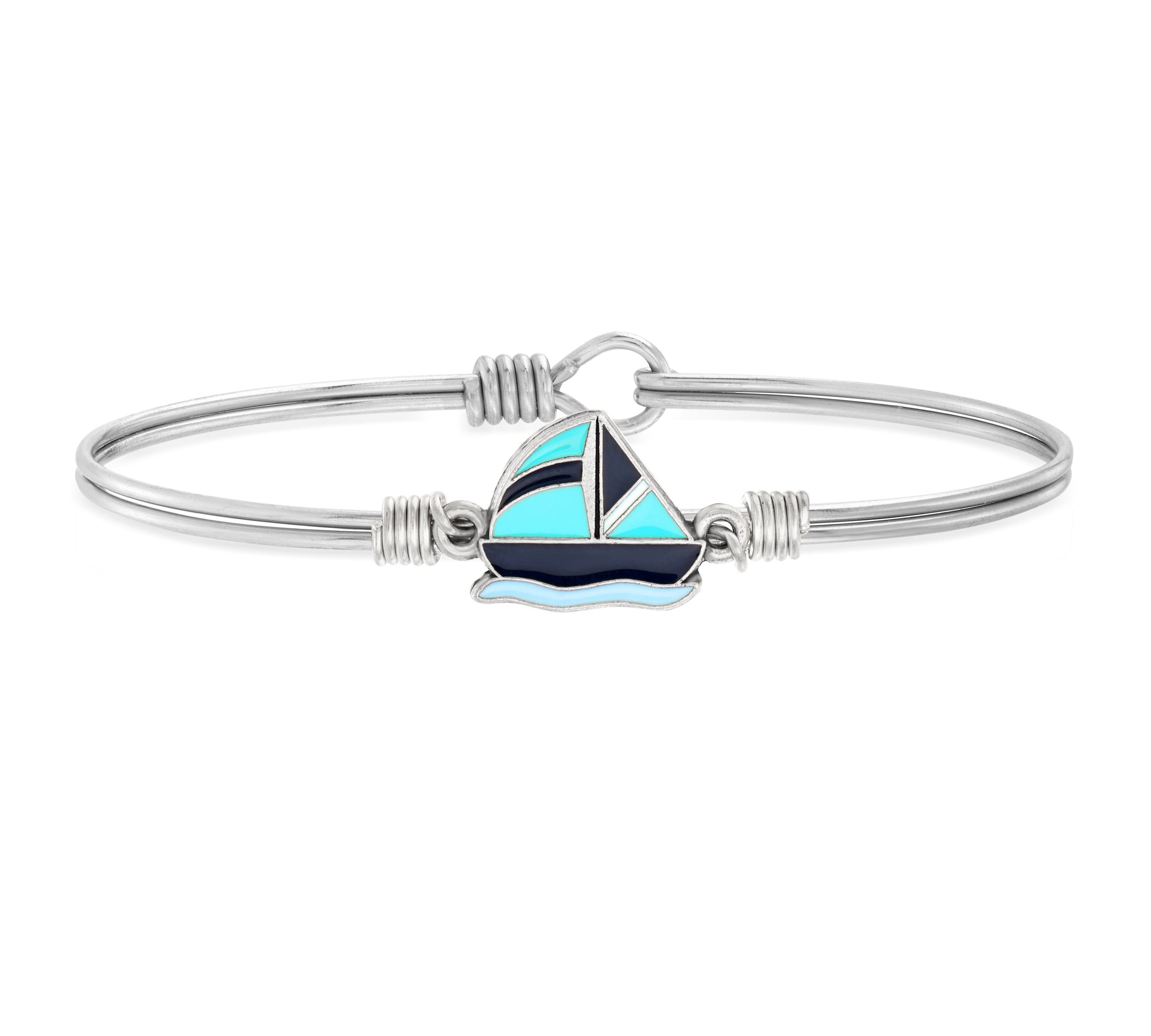 Sailboat Bangle Bracelet choose finish:Silver Tone