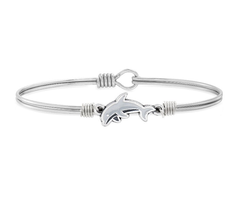 Dolphin Bangle Bracelet choose finish:Silver Tone
