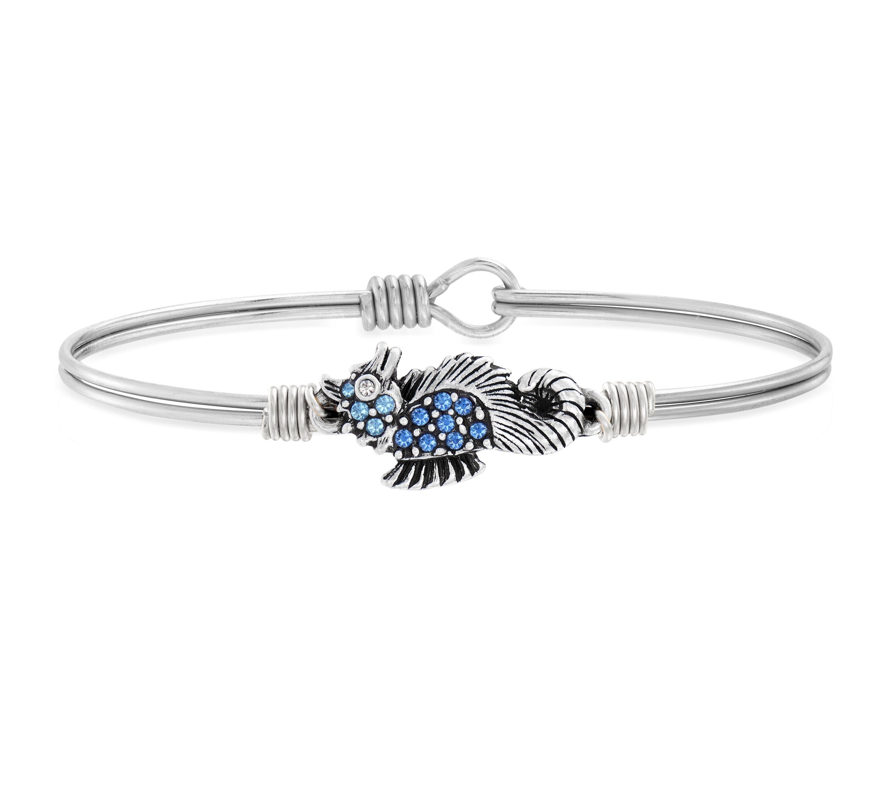 Seahorse Bangle Bracelet choose finish:Silver Tone