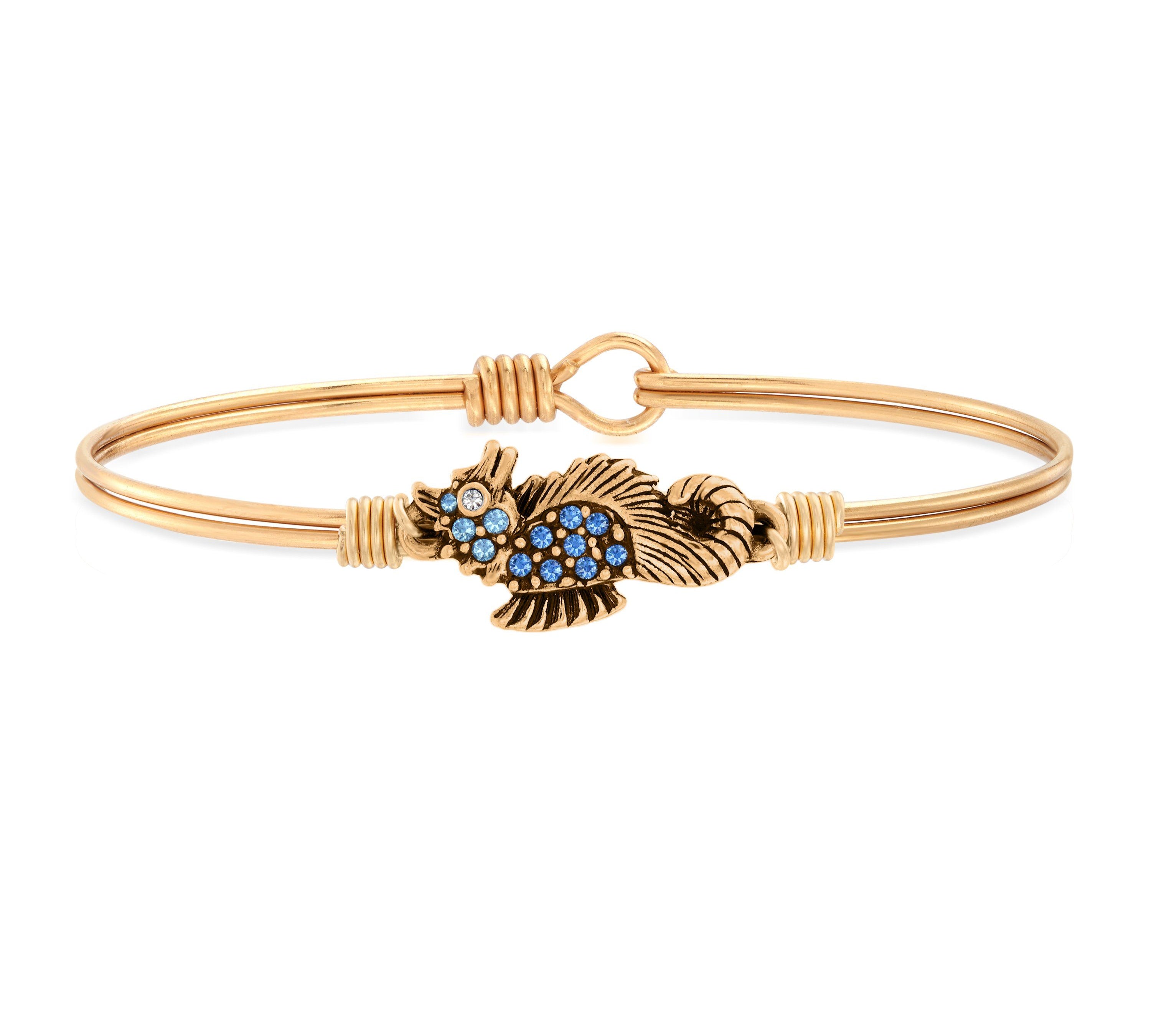 Seahorse Bangle Bracelet choose finish:Brass Tone