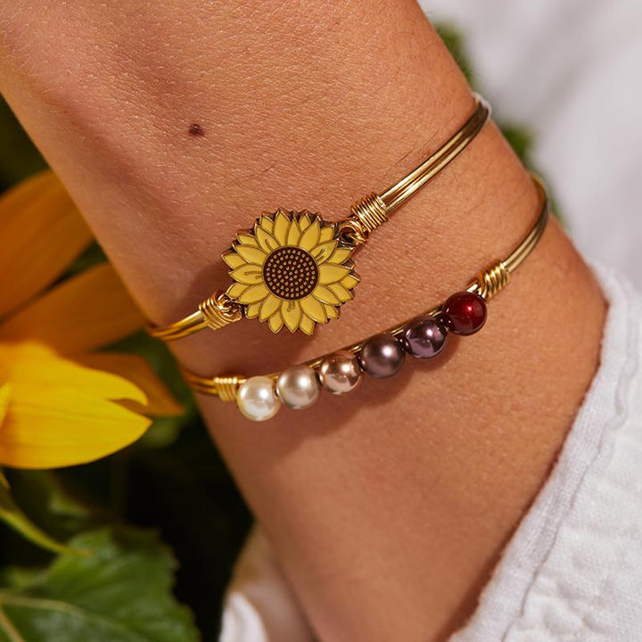 Yellow Sunflower Bangle Bracelet Luca Danni