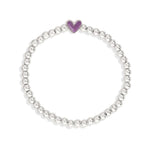 Heart Stretch Bracelet in Purple choose finish:silver plated