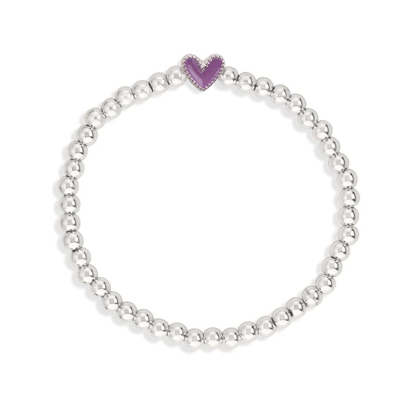 Heart Stretch Bracelet in Purple choose finish:silver plated