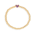 Heart Stretch Bracelet in Purple choose finish:gold plated