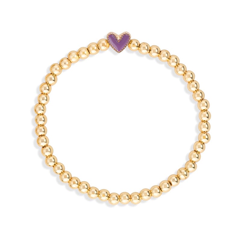 Heart Stretch Bracelet in Purple choose finish:gold plated