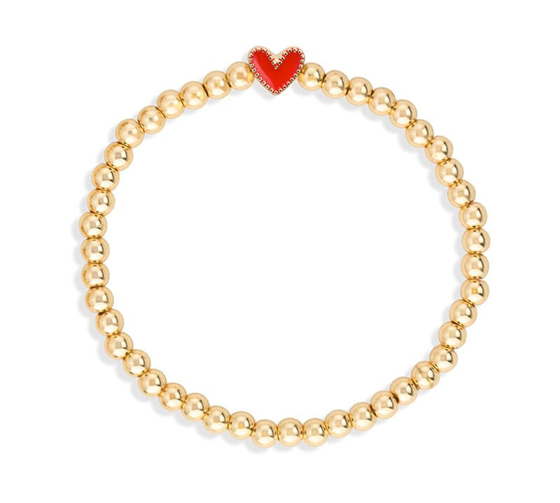 Heart Stretch Bracelet in Red choose finish:gold plated