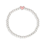 Heart Stretch Bracelet in Pink choose finish:silver plated